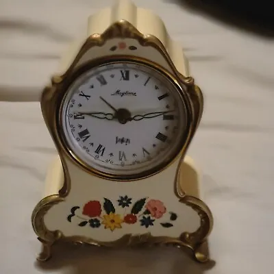 Vintage LADOR EDELWEISS Maytime Ivory Floral Victorian Musical Clock Dr Zhivago • $40