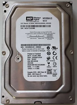 320GB Western Digital WD3200AVJS-63B6A0 HDD 3.5  SATA Hard Drive • £20