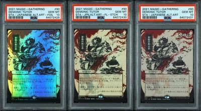 $6000 • Buy MTG Strixhaven Demonic Tutor Sequential PSA 10 Set Japanese Alt Art Foil Etch