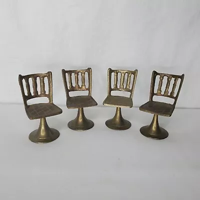 Vintage Miniature Brass Dollhouse Chairs Pedestal Set Of 4  • $21.25