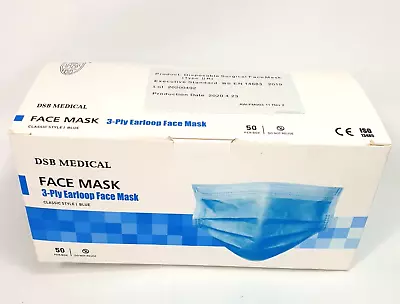 100 X DSB MEDICAL Type IIR Surgical Face Mask 3-Ply Medical Grade EN14683 CE • £6.75
