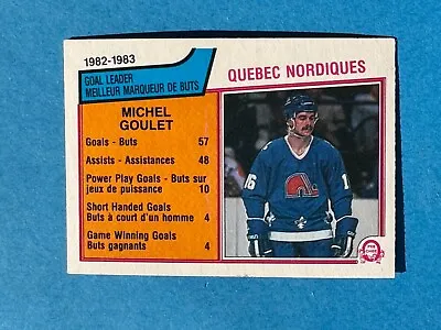 1983-84 O-pee-chee #287 Michel Goulet Quebec Nordiques Scoring Leader Ex-mt • $1.99