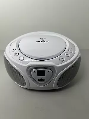 Auna Roadie Portable White Boombox CD MP3 Player AM/FM Stereo LED Small Mini • $49.99