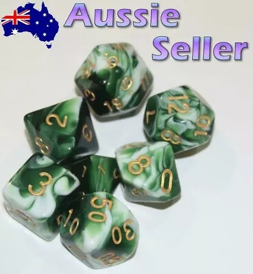 $11.95 • Buy Dice Dungeons & Dragons DnD 7 Piece Jadeite  Dice Set RPG Games + Bag