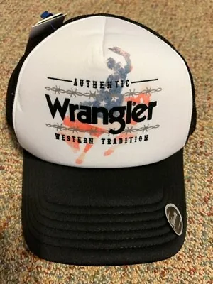 New Wrangler Youth Authentic Western Tradition Hat - Black & White Adjustable • $13.95