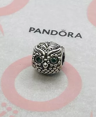 Pandora Green Eyed Owl Charm #791211CZN Cubic Zirconia  ALE S925 Sterling Silver • £16