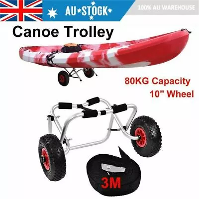 Aluminium Kayak Trolley Canoe Wheel Cart Boat Carrier Ski 80KG With 3M Strap • $74.96