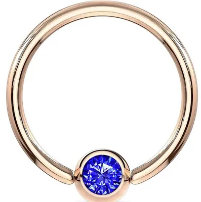 NEW & SEALED -  Crystal Rose Gold CBR Captive Bead Ring Universal Piercing • £4.99