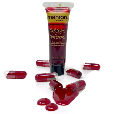 Mehron Stage Blood- Bright Arterial-Theatrical Makeup-Fake Blood With 6 Capsules • $13.45