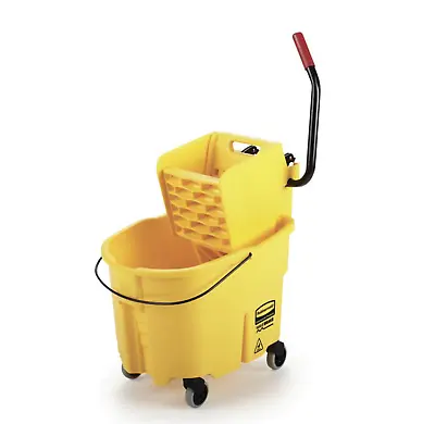 Plastic Mop Bucket W/ Wringer Rubbermaid Commercial Products WaveBrake 8.75 Gal. • $95.96