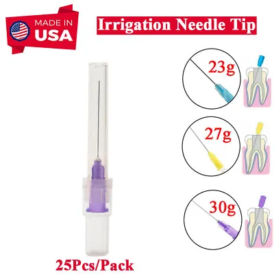 Dental Disposable Endo Irrigation Needle Syringe Tips 25/27/30G Closed Side Hole • $21.94