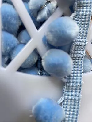 £1 • Buy Sky Blue Pom Pom Trim Sewing Craft Per Metre 18mm Bobble Fringe 28mm
