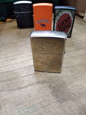 Vtg 1996 Zippo Cigarette Lighter Camel Logo Western 22K Gold Plate Nice! • £38.52