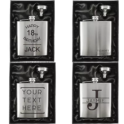 £10.35 • Buy Personalised 6oz Hip Flask Engraved Wedding Stag Party Birthday Groomsmen Gift 