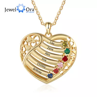 Personalize Women Love Heart Necklace 1-6 Kids Name Gift Mothers Grandma Jewelry • £16.79
