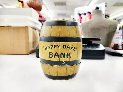 Vintage 1950's J Chein & Co.  Happy Days  Barrel Coin Bank. Made In USA  • $15.99