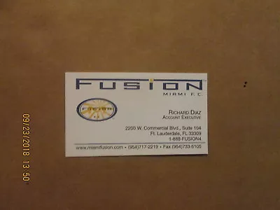 MLS Miamii Fusion Vintage Richard Diaz Account Executive Soccer Business Card • $20