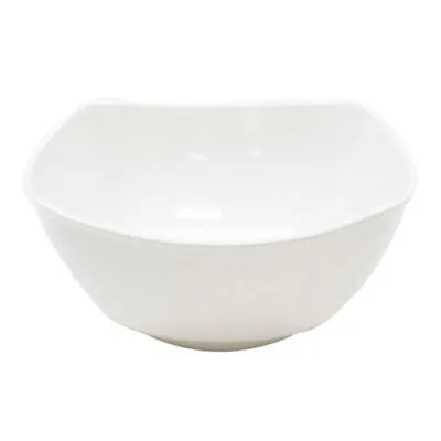 Melamine White Square Deep Bowl Wavy 7.25  Serving Snacks Salad/Parties/Catering • £9.99