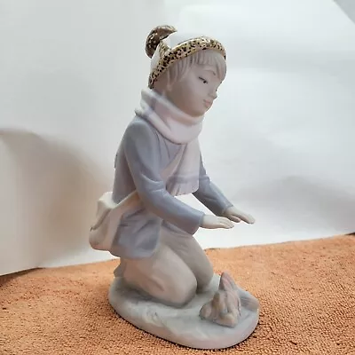 Vintage 70's Zaphir Lladro Figurine  Boy Warming Hands Over Fire  Matte Finish • $52.95