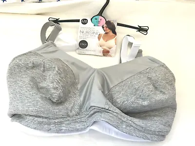 NEW! M&S Marks & Spencer 36F Two Pack Marl Grey/white Cotton-rich Nursing Bras • £14.99