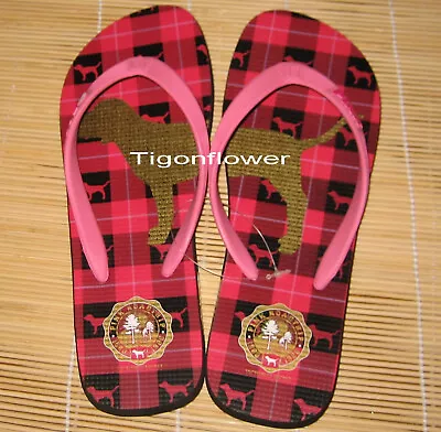 Victoria’s Secret PINK Flip Flop Thong Red Plaid Medium 7-8 Vintage Brand New • $31.50