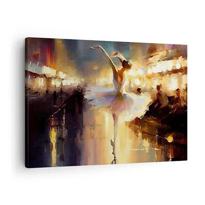 Canvas Print 70x50cm Wall Art Picture Ballerina Dance Oil-Color Framed Artwork • £41.39