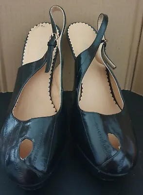 Odeon Black Stiletto Shoes thick Sole size 7 Worn Once • £6.99