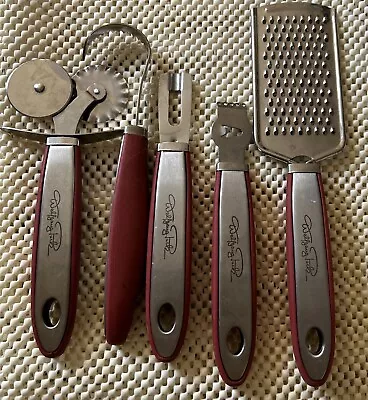 WOLFGANG PUCK 5 Piece Lot Prep & Garnish Stainless Steel Tools Red Handle • $11.20