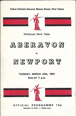 Aberavon v Newport 24 Mar 1981 RUGBY PROGRAMME • £4.99