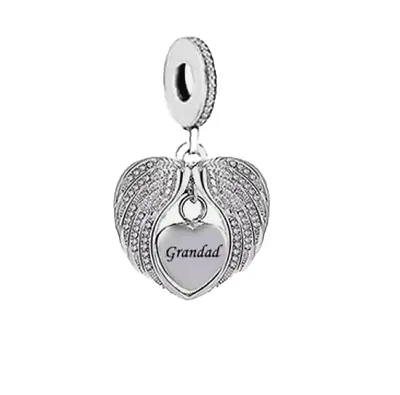 Grandad Angel Charm Wings Love Heart Genuine 925 Sterling Silver 💖 • £16.95