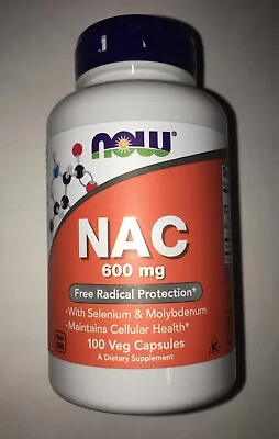 NOW Foods NAC N Acetyl Cysteine 600 Mg 100 Veg Capsules FREE SHIPPING EXP 05/28 • $13.29