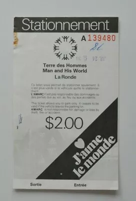 Terre Des Hommes EXPO 1967 Car Park Pass - Montreal - Quebec - Canada • $8.72