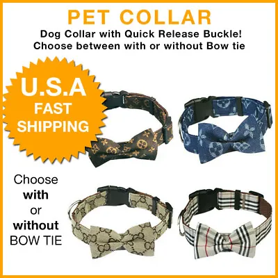 Luxury Fashion NO BOW Tie Dog Collar W/ Quick Release Buckle Male High Quality • $8.51