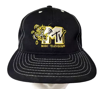 Vintage MTV Music Television Plug In Snapback Hat Adjustable Black Cap • $19.54