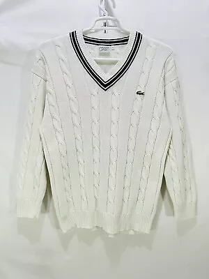 Vtg Lacoste Cable Knit Sweater Cricket Style Tennis Size 5 Large France Izod • $55.99