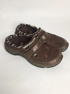 Merrell Encore Scoop Mule Ortholite Strap Brown Knit Collar Moc Clogs 8.5 • $11.39