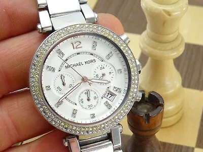 MICHAEL KORS Parker 38mm Ladies Designer Chronograph Bracelet Wristwatch MK5353 • $9.47