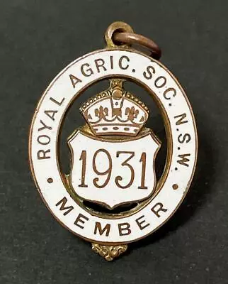 £80.59 • Buy Vintage Royal Agricultural Society Of Nsw 1931 Enamel Membership Badge Amor Syd