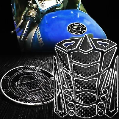 16PC Perforate Gas Tank Pad+Fuel Cap Cover 97-03 GSXR-600/750/1000 Chrome Silver • $17.59