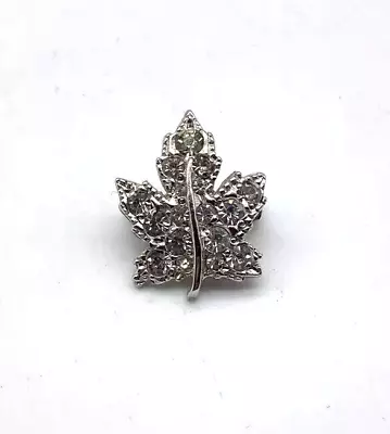 Keyes Rhinestone Canadian Maple Leaf Brooch Pin Silver Tone Finish 227 • $5