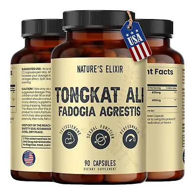 Nature’s Elixir Fadogia Agrestis 600mg & Tongkat 400mg Supplement | 90-180 Caps • $22.89