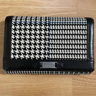 Lauren By Ralph Lauren Houndstooth Tri-Fold Wallet Vintage Black White Plaid VG • $22.15