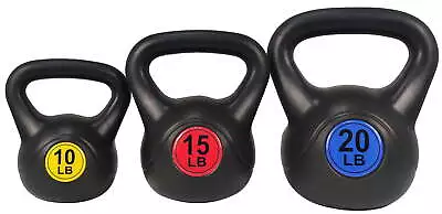 Wide Grip Kettlebell Exercise Fitness Weight Set 3-Pieces: 10lb 15lb And 20lb  • $25.49