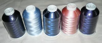 Lot Of 5 Cones Spools Gunold Polyester Embroidery Thread 5000m 40 Wt Blues Pink • $19.67