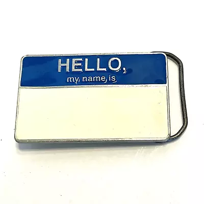 Hello My Name Is Pewter & Enamel Novelty Belt Buckle Name Tag Great American • $13.56