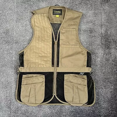 Men's Cabela's Light Brown Black Mesh Fly Fishing Guide Zip Up Vest Jacket Sz XL • $28