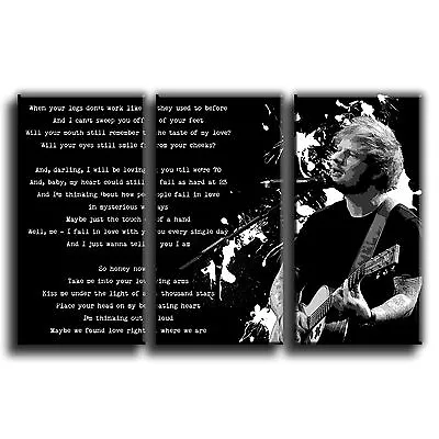 Ed Sheeran Canvas Lyrics 3 Panel Wall Art Print Framed Picture 1 PREMIUM QUALITY • £164.99