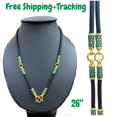 Buddha Necklace Handmade Amulet Micron Gold Thai Green Pattern  Rope 26  3 Hook • $50.50