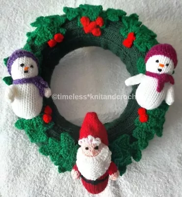 £3.80 • Buy KNITTING PATTERN FOR FATHER CHRISTMAS, SNOWMEN & HOLLY WREATH - Pattern Only
