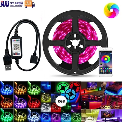 $6.64 • Buy 1M-5M 5050 150 LEDs 12V Bluetooth USB RGB LED Strip Lights TV Backlight Lamp